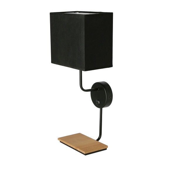 Keto Lampa Kinkiet Czarny 1X40W E14 Abażur Czarny Z Włącznikiem Candellux