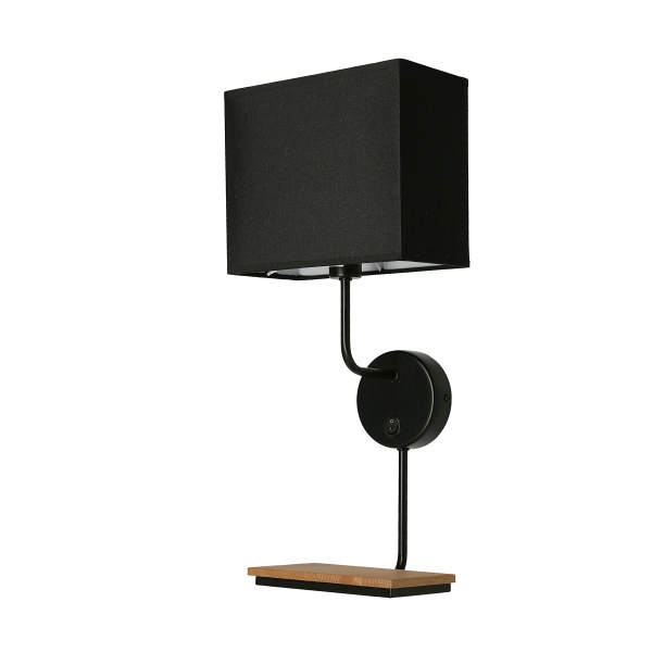 Keto Lampa Kinkiet Czarny 1X40W E14 Abażur Czarny Z Włącznikiem Candellux