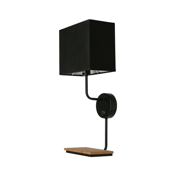 Keto Lampa Kinkiet Czarny 1X40W E14 Abażur Czarny Z Włącznikiem Candellux