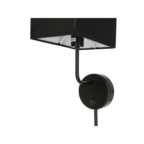 Keto Lampa Kinkiet Czarny 1X40W E14 Abażur Czarny Z Włącznikiem Candellux