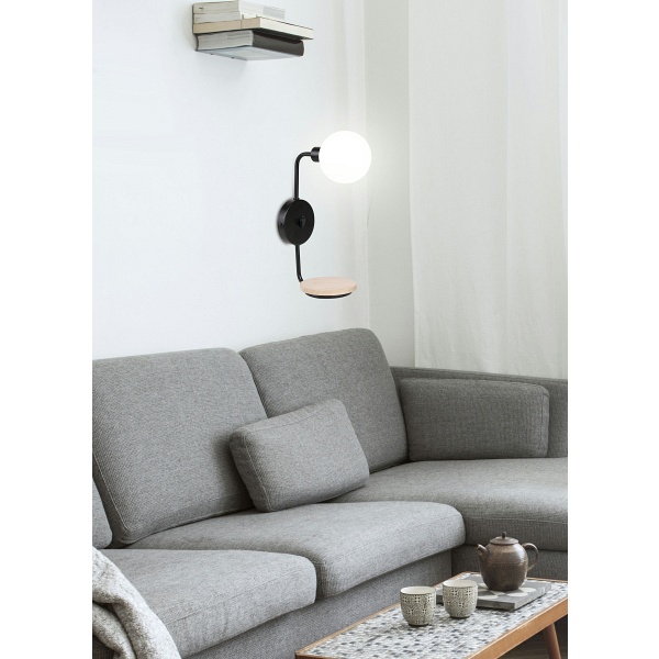 Ponio Lampa Kinkiet Czarny 1X25W G9 Klosz Biały Candellux