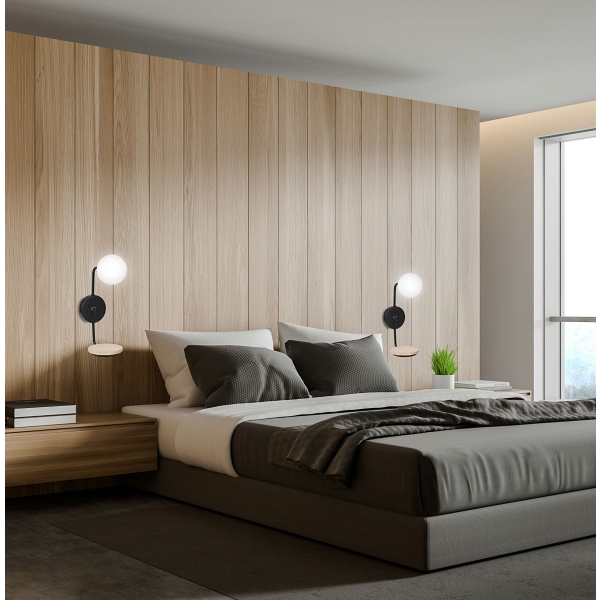 Ponio Lampa Kinkiet Czarny 1X25W G9 Klosz Biały Candellux