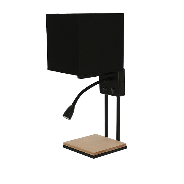 Theo Lampa Kinkiet Czarny 1X40W E14 + 2W Led Abażur Czarny Z Włącznikami Candellux