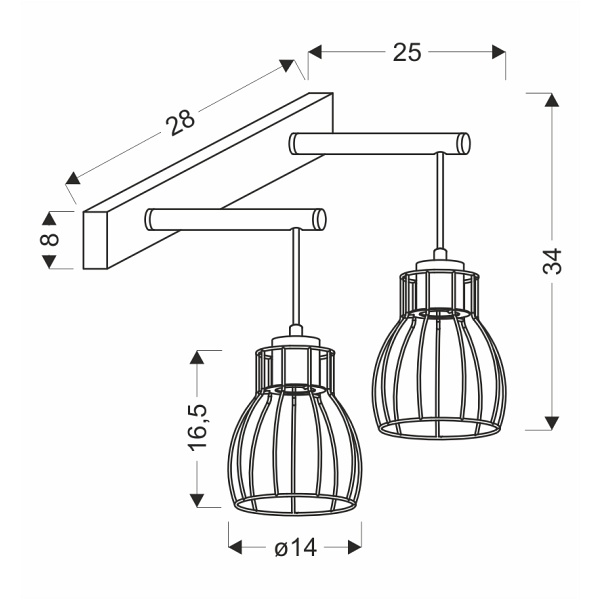Bernita Lampa Kinkiet 2X60W E27 Czarny Candellux
