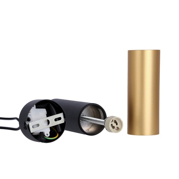 Lampa Wisząca Tuba 1X15W Gu10 5,8/30 Czarno Złoty Candellux