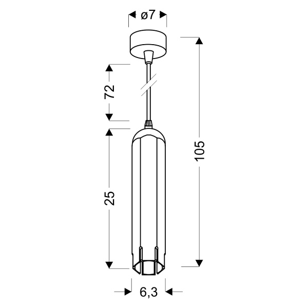 Lampa Wisząca Tuba 1X50W Gu10 6,3/25 Biały Candellux