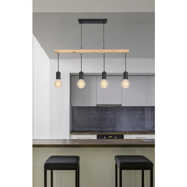 Izzy Lampa Wisząca 4X60W E27 Czarny Candellux