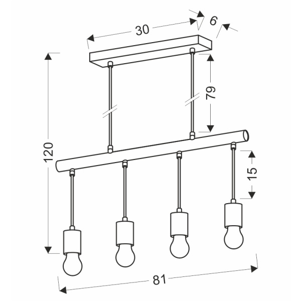 Izzy Lampa Wisząca 4X60W E27 Czarny Candellux
