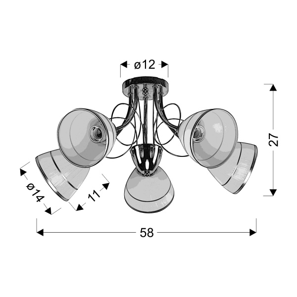 Elotte Lampa Sufitowa 5X40W E27 Biały Candellux