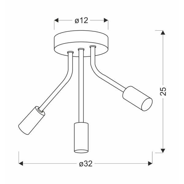 Lampa Sufitowa Tiara 3X40W E14 Czarny Candellux