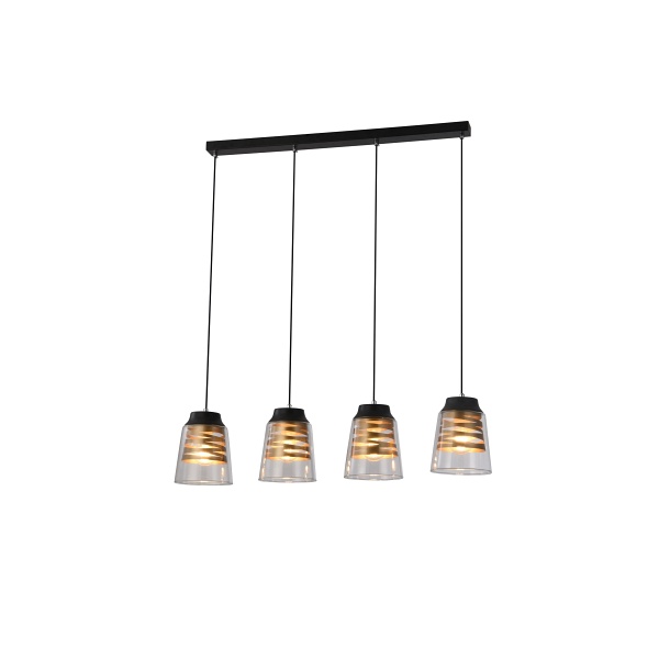 Fresno Lampa Wisząca Czarny 4X60W E27 Klosz Bezbarwny Candellux