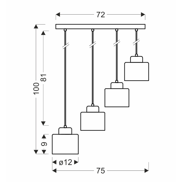 Olena Lampa Wisząca Czarna 4X60W E27 Klosz Czarny Candellux