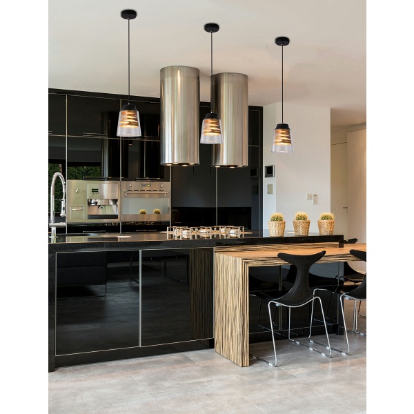 Fresno Lampa Wisząca Czarny 1X60W E27 Klosz Bezbarwny Candellux