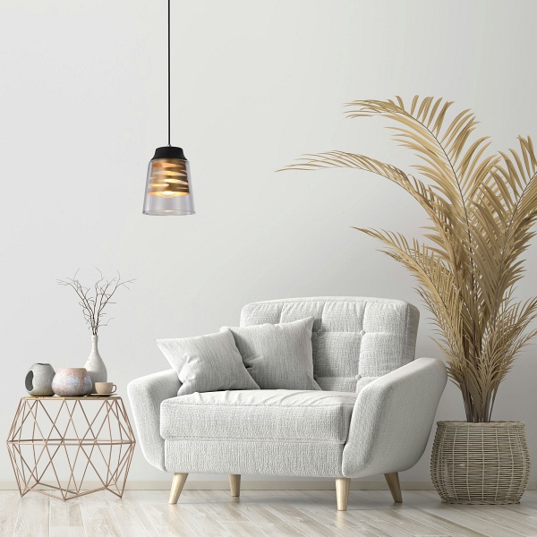 Fresno Lampa Wisząca Czarny 1X60W E27 Klosz Bezbarwny Candellux