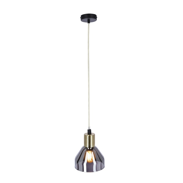 Lampa Wisząca Gregory Czarny Brąz 1X40W E14 Klosz Dymiony Candellux