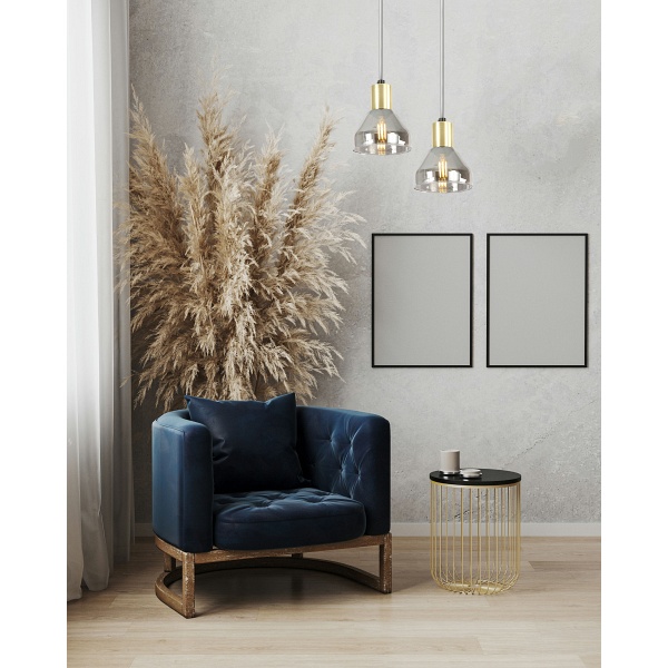 Lampa Wisząca Gregory Czarny Brąz 1X40W E14 Klosz Dymiony Candellux