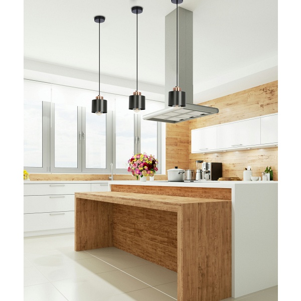 Olena Lampa Wisząca Czarna 1X60W E27 Klosz Czarny Candellux