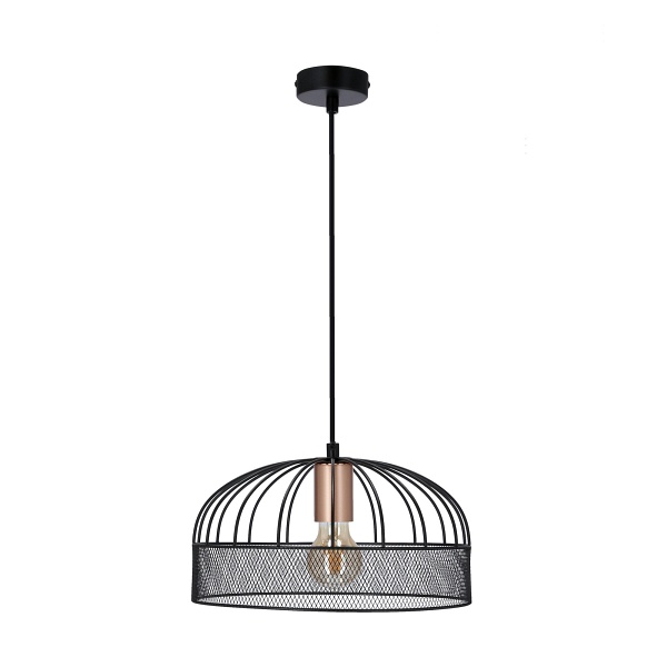 Levi Lampa Wisząca Złoty 1X40W E27 Klosz Czarny Candellux