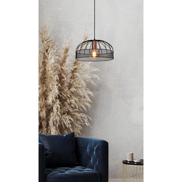 Levi Lampa Wisząca Złoty 1X40W E27 Klosz Czarny Candellux