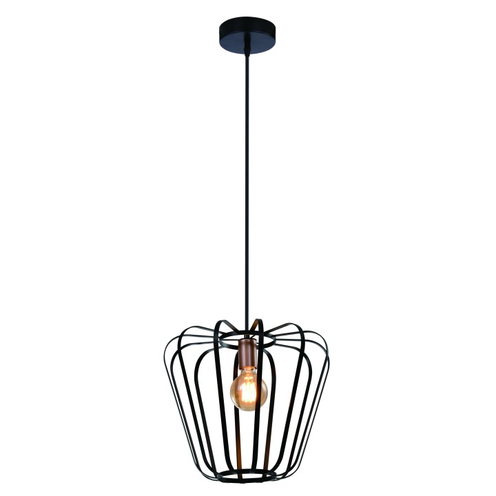 Jonas Lampa Wisząca Miedziany 1X40W E27 Klosz Czarny Candellux