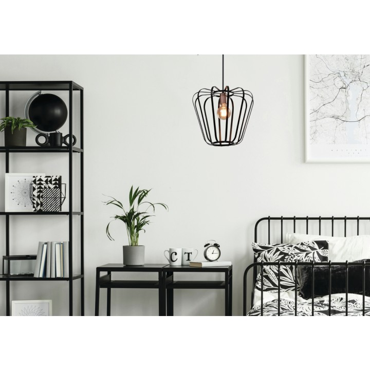 Jonas Lampa Wisząca Miedziany 1X40W E27 Klosz Czarny Candellux