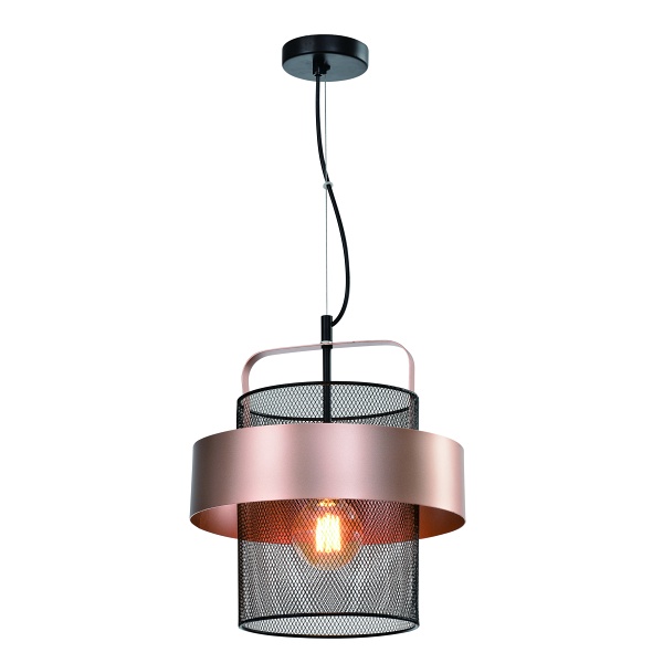 Fiba Lampa Wisząca Czarny 1X40W E27 Klosz Miedziano Czarny Candellux