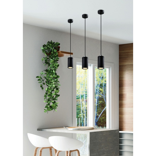 Tubo Lampa Wisząca Czarny 1X25W Gu10 Klosz 10Cm Czarny Candellux