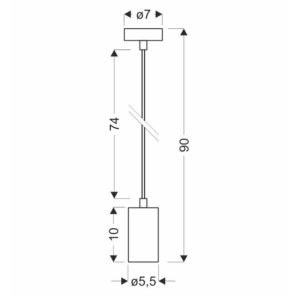 Tubo Lampa Wisząca Czarny 1X25W Gu10 Klosz 10Cm Czarny Candellux