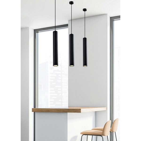 Tubo Lampa Wisząca Czarny 1X25W Gu10 Klosz 40Cm Czarny Candellux