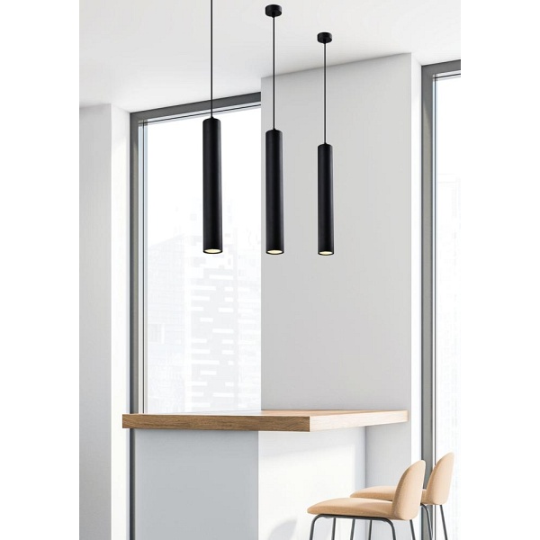 Tubo Lampa Wisząca Czarny 1X25W Gu10 Klosz 40Cm Czarny Candellux