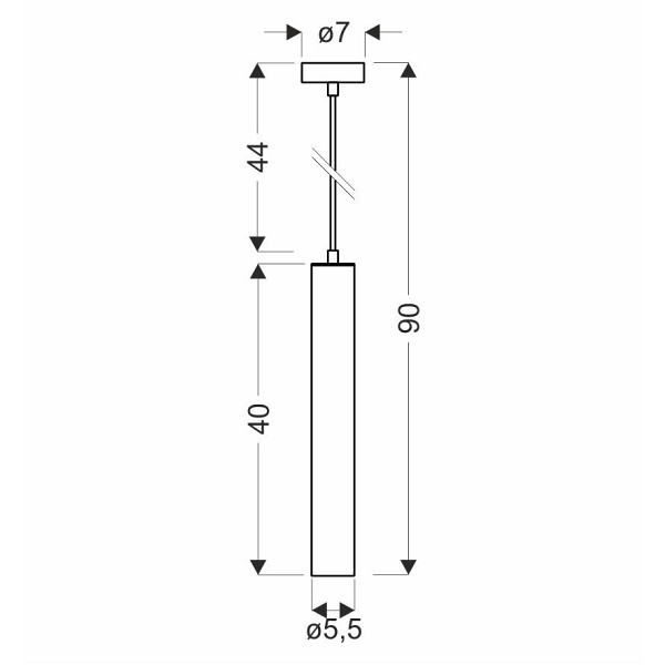 Tubo Lampa Wisząca Czarny 1X25W Gu10 Klosz 40Cm Czarny Candellux