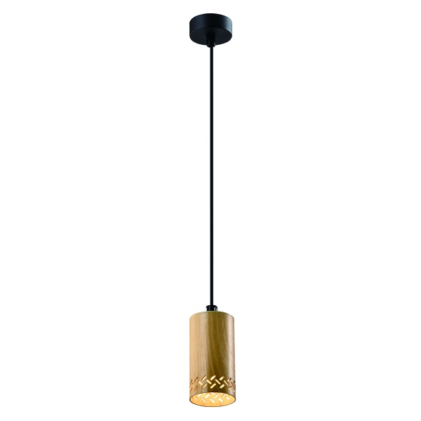 Tubo Lampa Wisząca Czarny 1X25W Gu10 Klosz 10Cm Drewniany Candellux