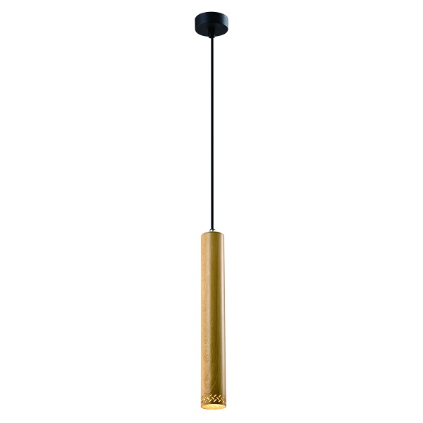 Tubo Lampa Wisząca Czarny 1X25W Gu10 Klosz 40Cm Drewniany Candellux