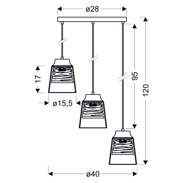 Fresno Lampa Wisząca Talerz Czarny 3X60W E27 Klosz Bezbarwny Candellux