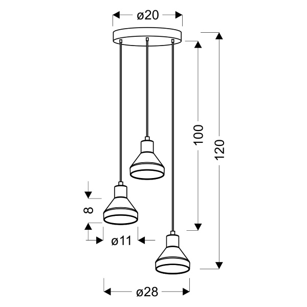 Lampa Wisząca Gregory Talerz Czarny Brąz 3X40W E14 Klosz Dymiony Candellux