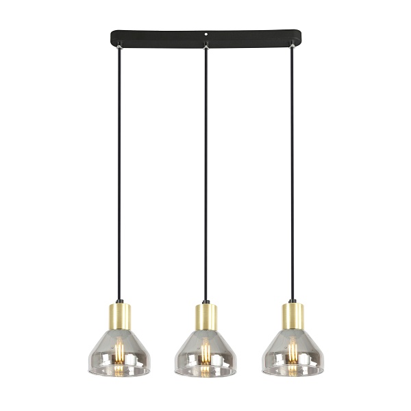 Lampa Wisząca Gregory Czarny Brąz 3X40W E14 Klosz Dymiony Candellux