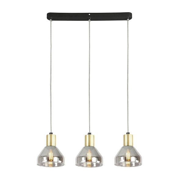 Lampa Wisząca Gregory Czarny Brąz 3X40W E14 Klosz Dymiony Candellux