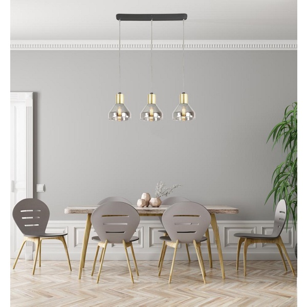 Lampa Wisząca Gregory Czarny Brąz 3X40W E14 Klosz Dymiony Candellux