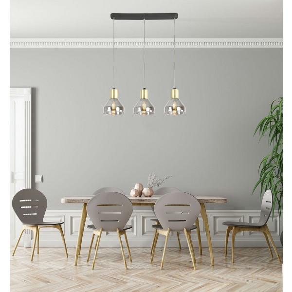 Lampa Wisząca Gregory Czarny Brąz 3X40W E14 Klosz Dymiony Candellux