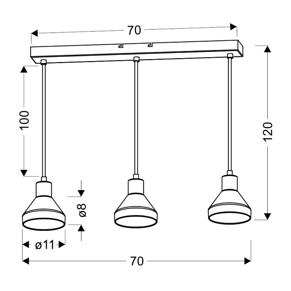 Lampa Wisząca Gregory Czarny Brąz 3X40W E14 Klosz Dymiony Candellux