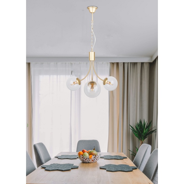 Dani Lampa Wisząca Mosiądz 3X40W E14 Klosz Bezbarwny Candellux