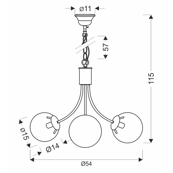Dani Lampa Wisząca Mosiądz 3X40W E14 Klosz Bezbarwny Candellux