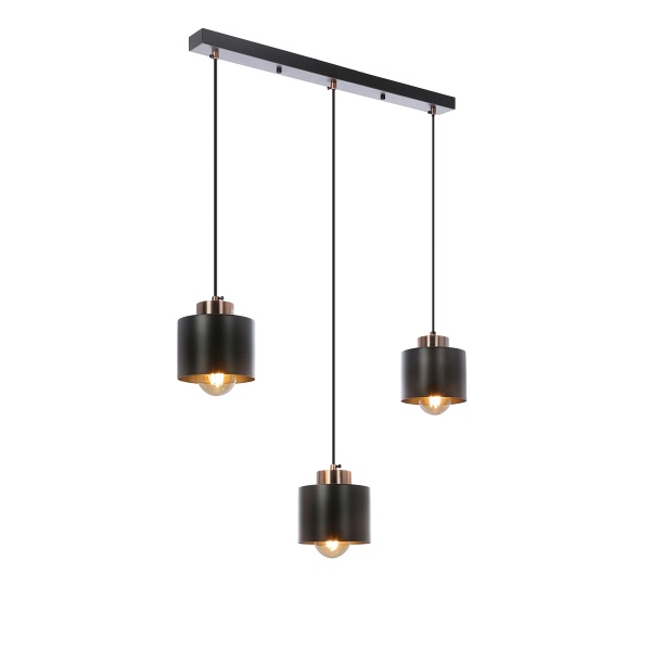 Olena Lampa Wisząca Czarna 3X60W E27 Klosz Czarny Candellux