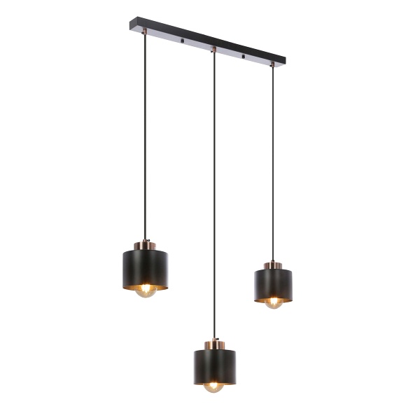 Olena Lampa Wisząca Czarna 3X60W E27 Klosz Czarny Candellux