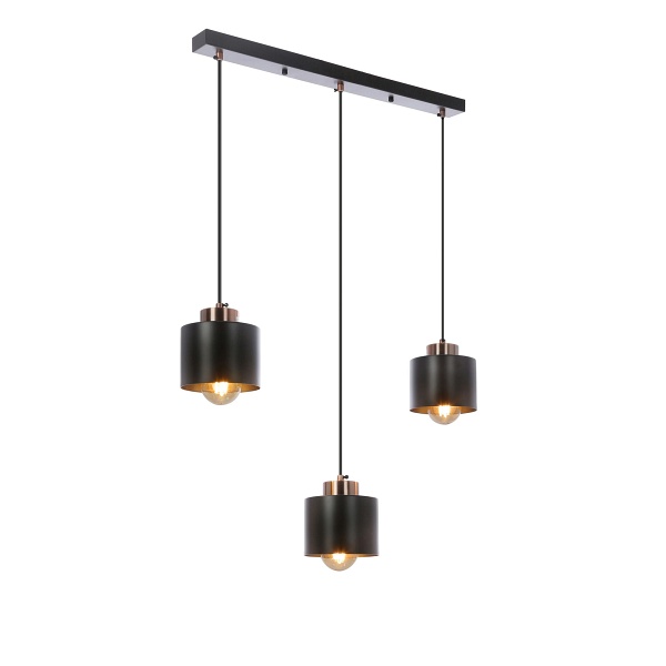 Olena Lampa Wisząca Czarna 3X60W E27 Klosz Czarny Candellux