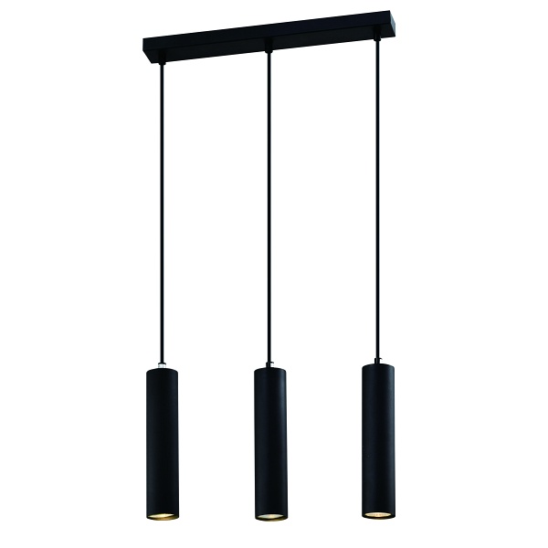 Tubo Lampa Wisząca Czarny 3X25W Gu10 Klosz 25Cm Czarny Candellux