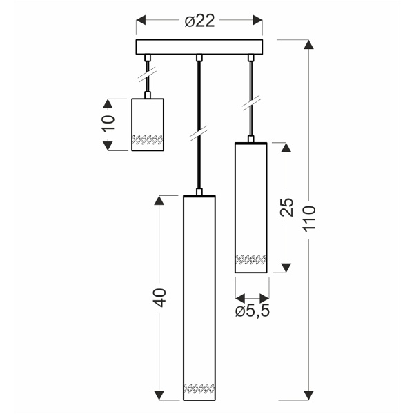 Tubo Lampa Wisząca Czarny Talerz 3X25W Gu10 Klosz Mix Drewniany Candellux