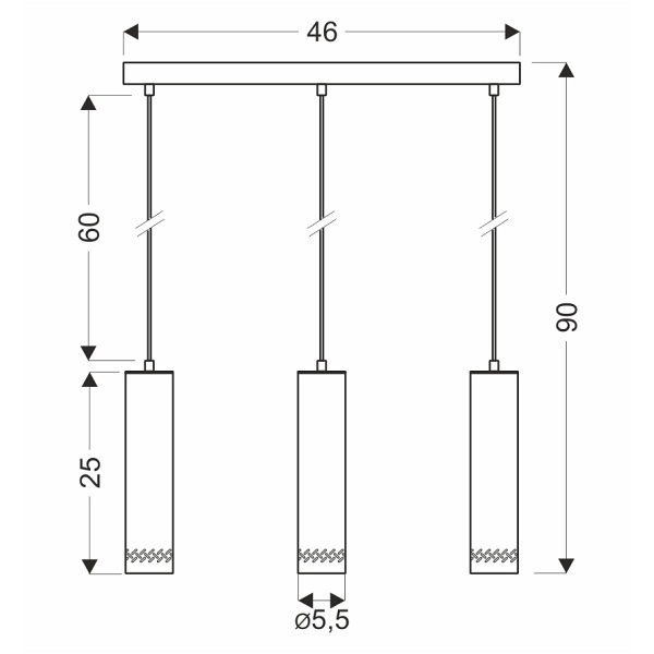 Tubo Lampa Wisząca Czarny 3X25W Gu10 Klosz 25Cm Drewniany Candellux
