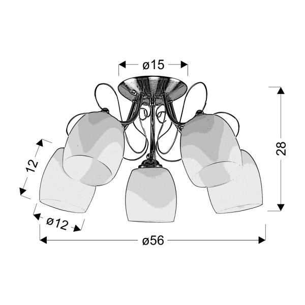 Amba Lampa Sufitowa 5X40W E27 Biały Candellux