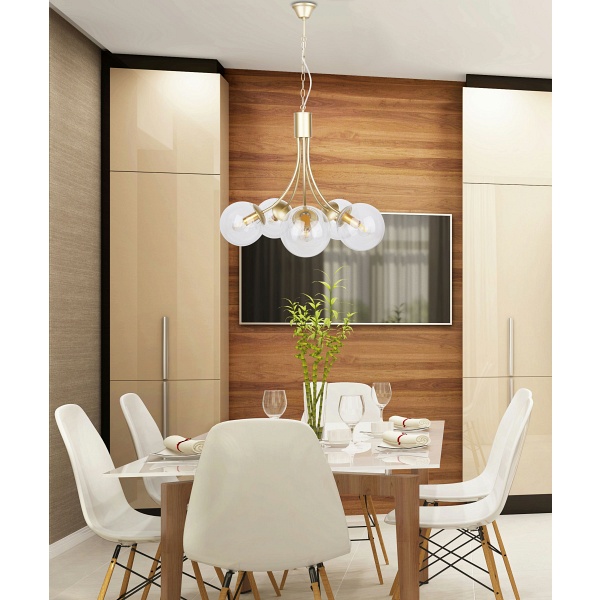 Dani Lampa Wisząca Mosiądz 5X40W E14 Klosz Bezbarwny Candellux